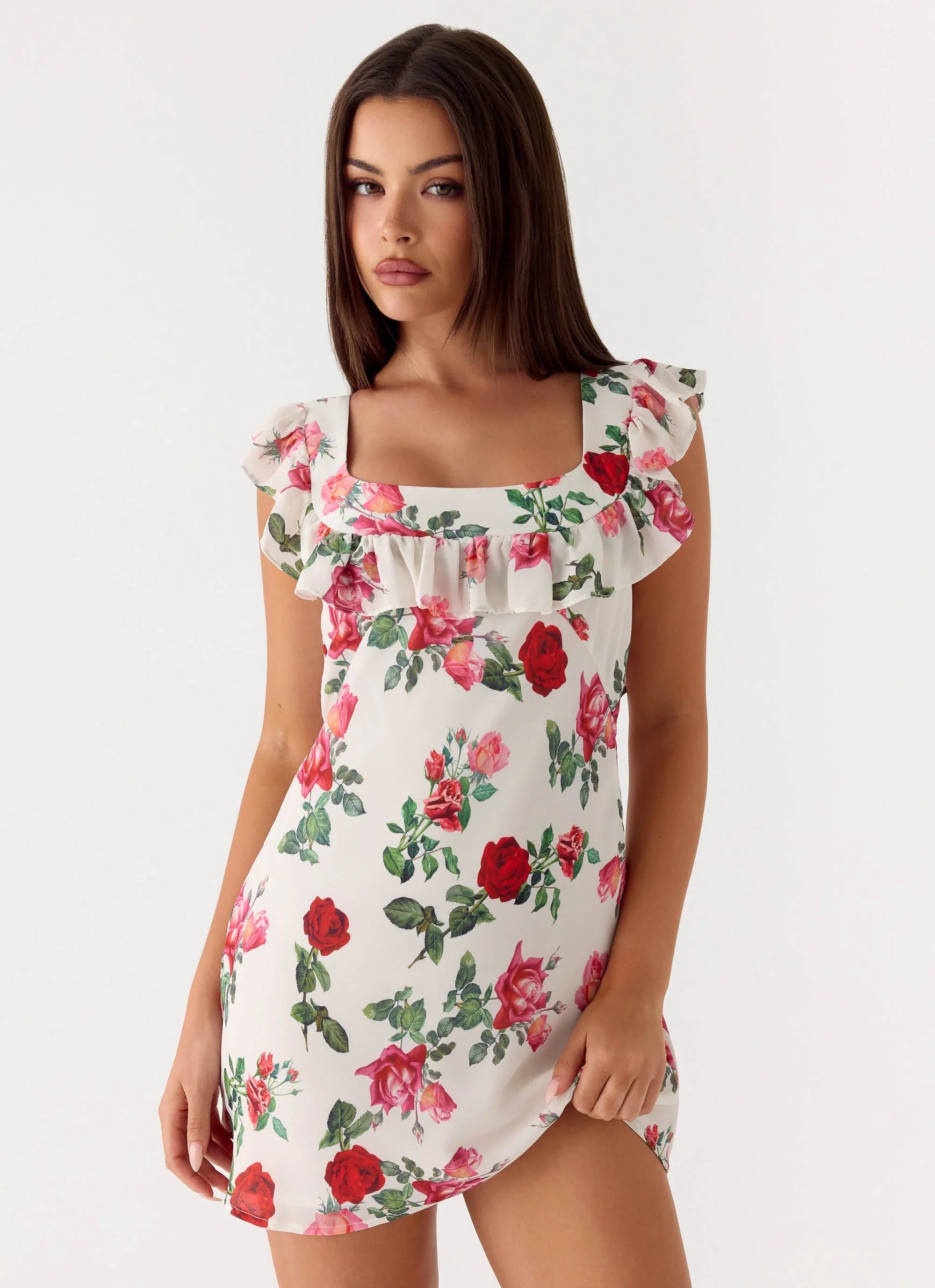 Malina Mini Dress - Ivory Bloom